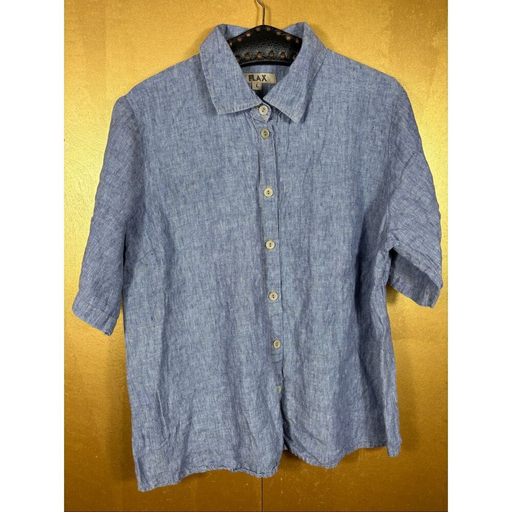Flax Light Blue Linen Button-Down Shirt
